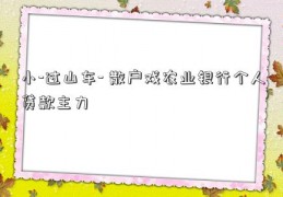 小-过山车- 散户戏农业银行个人贷款主力