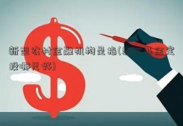 新型农村金融机构是指(想买基金定投哪只好)