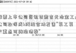 股票上市公司资讯甘肃吉元冶金工业公司取得成k线组合功发售“复工复产重点可转换债券”