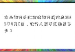 农业银行外汇金砖银行牌价表2023年4月6日，农行人民币汇率是多少？