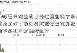 「股票代码查询」外汇局部署下半年重点工作：深化外汇领域改革开放 维护外汇市场稳健运行