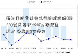 所罗门环常州交通银行球控股(08133)完成发行3536万股配售股份 净筹410万港元