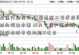 聚焦行业龙头 公募基金二季度投资动向浮出水面 26只个资产高的股票股持股市值均超10亿元